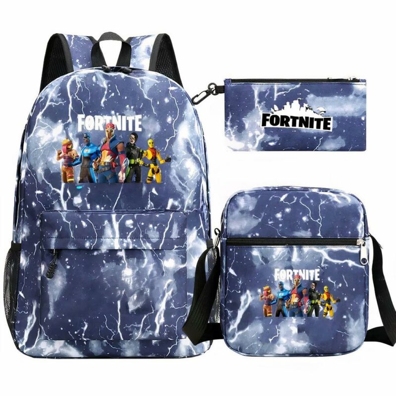 sac à dos bleu avec motif éclairs Fortnite