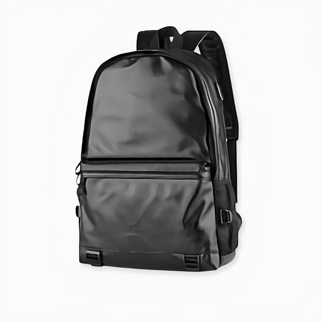 sac à dos d'école en similicuir noir
