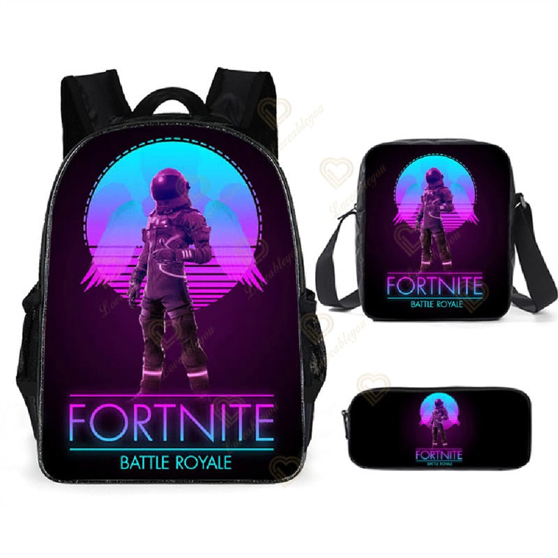 Sac à dos Fortnite avec trousse et petit sac assorti