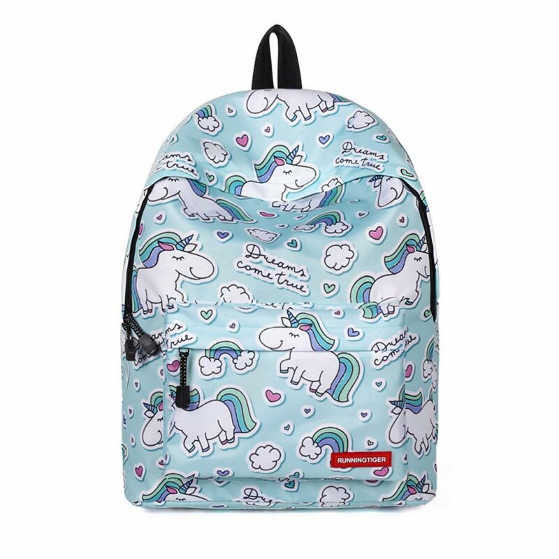 sac licorne coloré avec motifs arcs-en-ciel