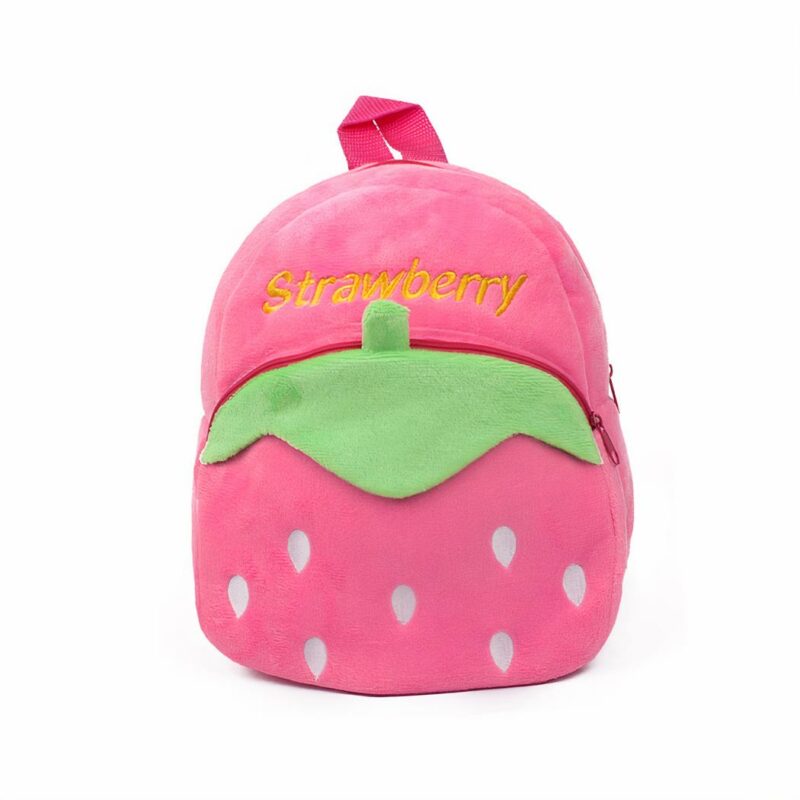 sac à dos fraise peluche rose ou rouge