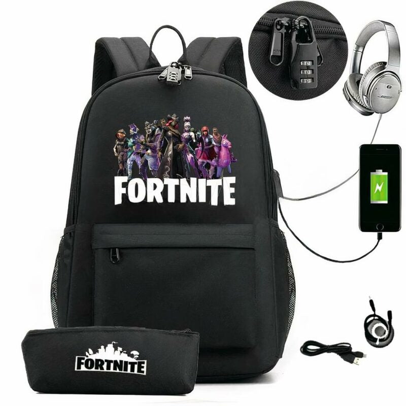 sac à dos Fortnite avec accessoires trousse et chargeur USB