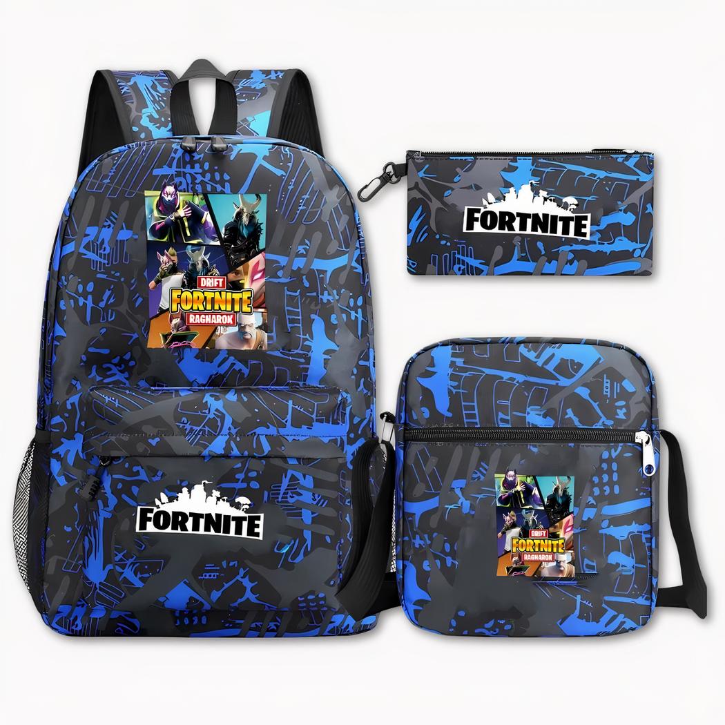 sac à dos Fortnite bleu et noir ensemble 3 pièces