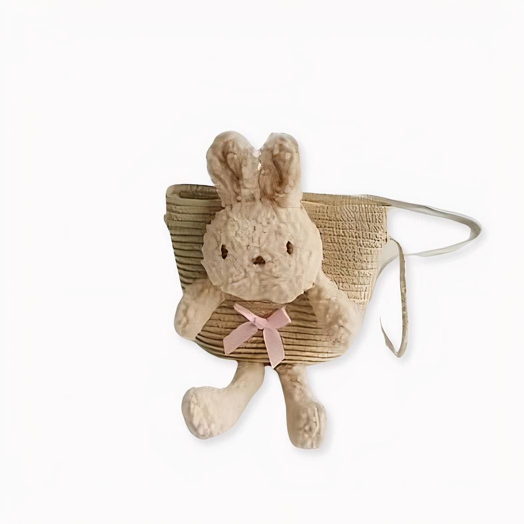 sac à bandoulière en paille colorée avec lapin