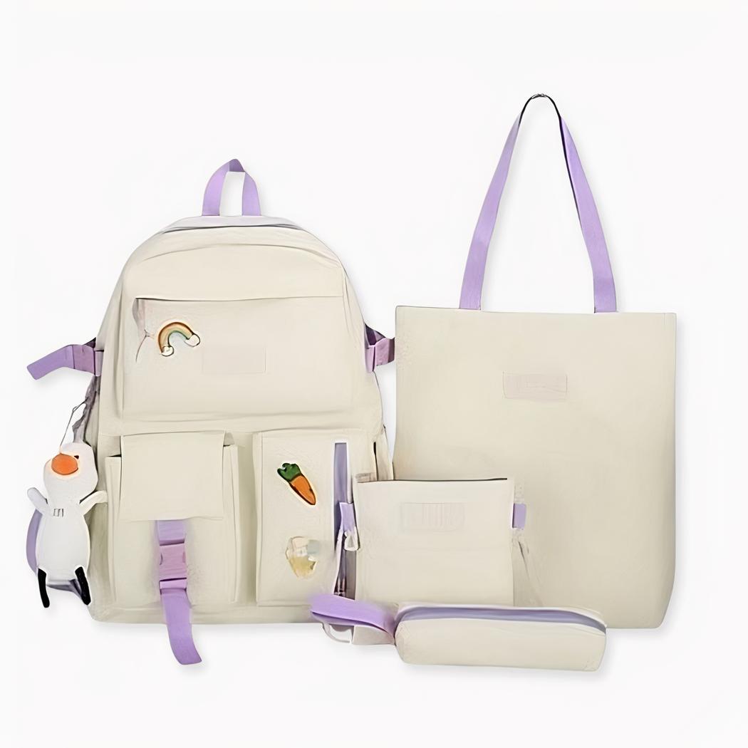 sac à dos 4 pièces à joli motif avec pendentif canard