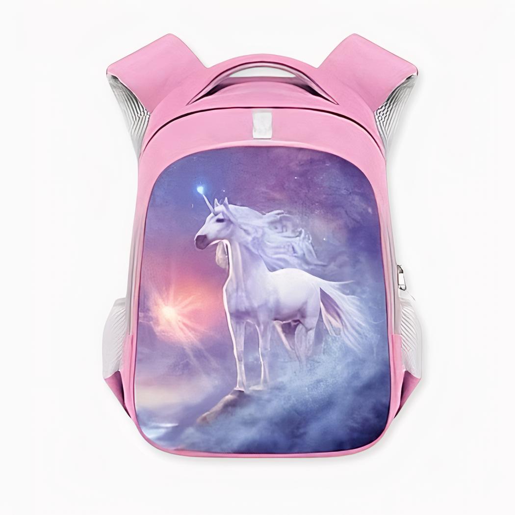 sac à dos d'école avec licorne blanche