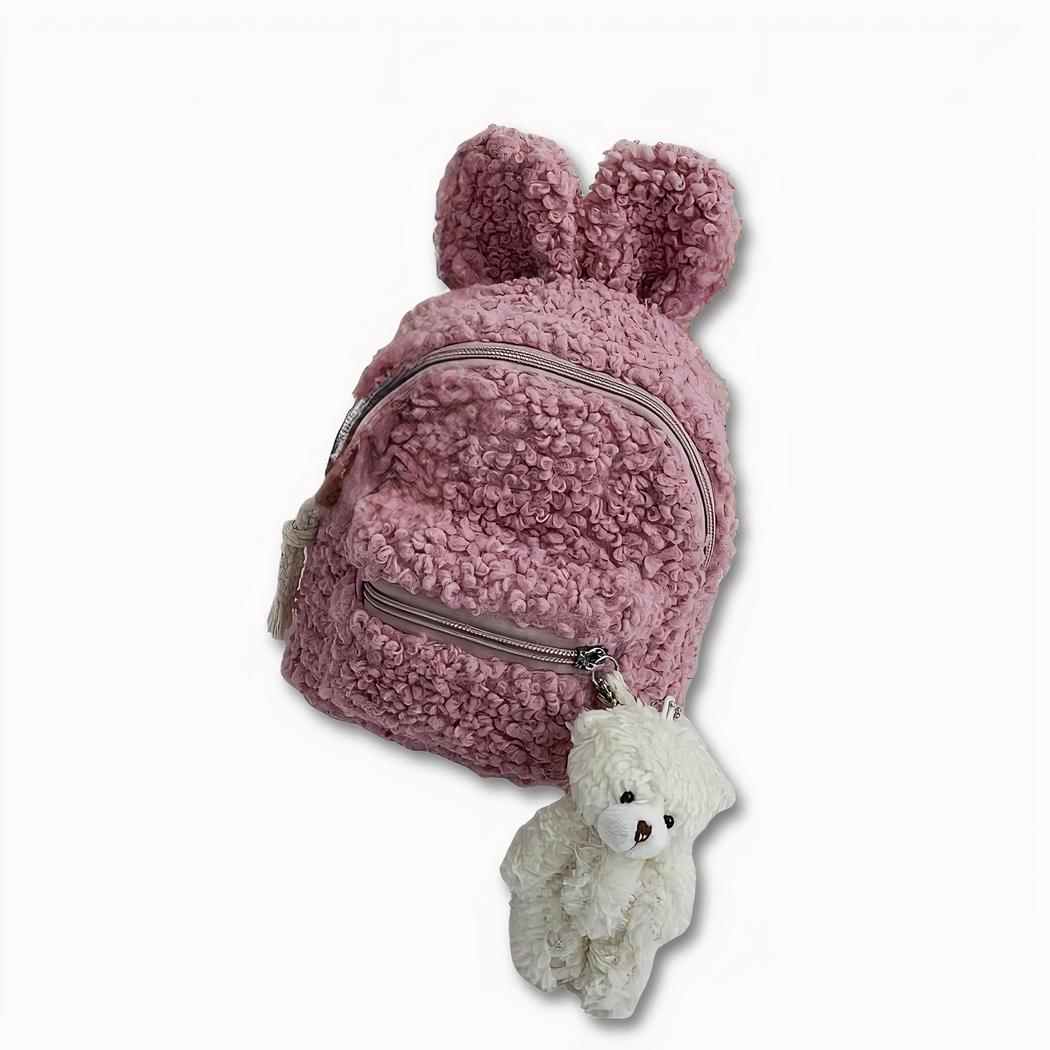 sac à dos en peluche avec oreilles de lapin