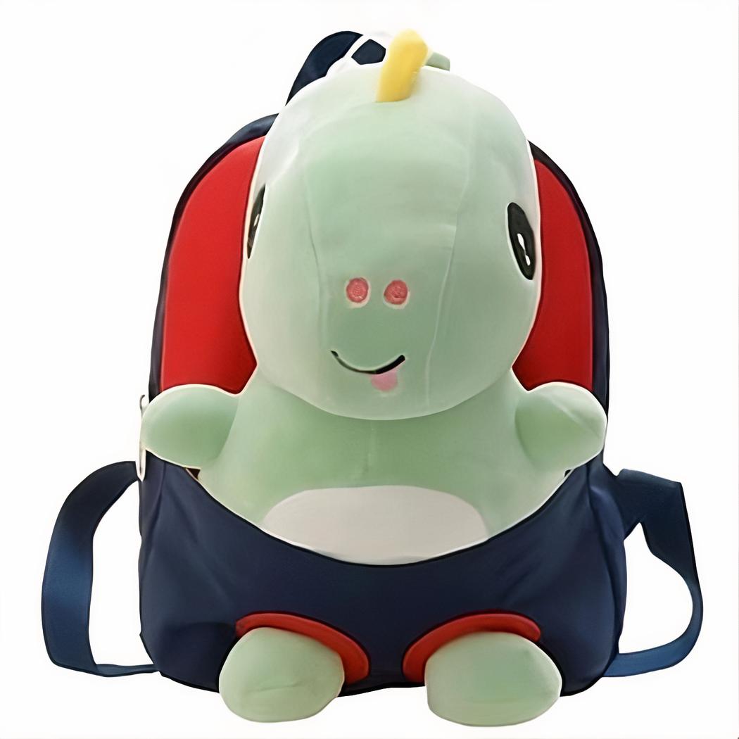 sac à dos peluche avec bébé dinosaure vert