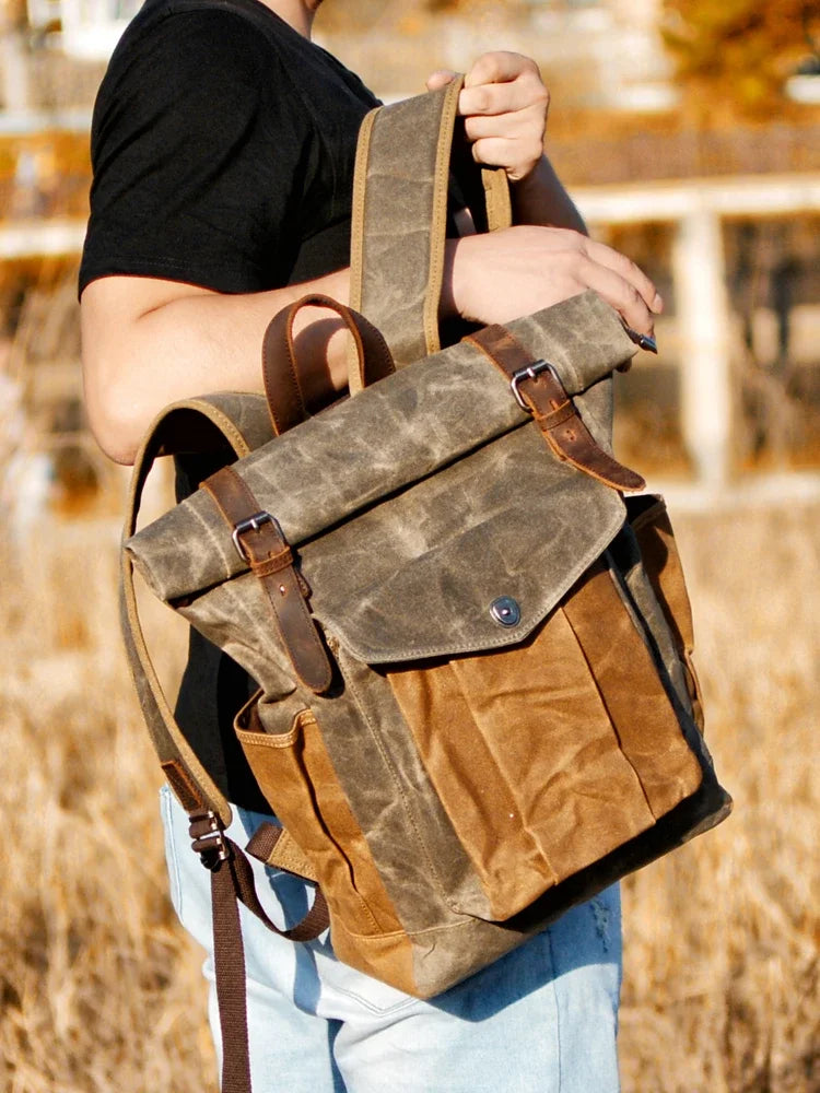 sac à dos vintage cuir et toile