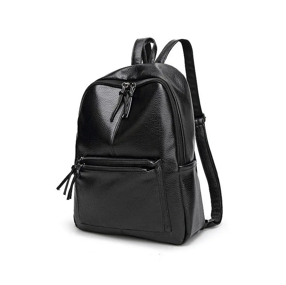 Sac à dos spacieux femme en cuir noir