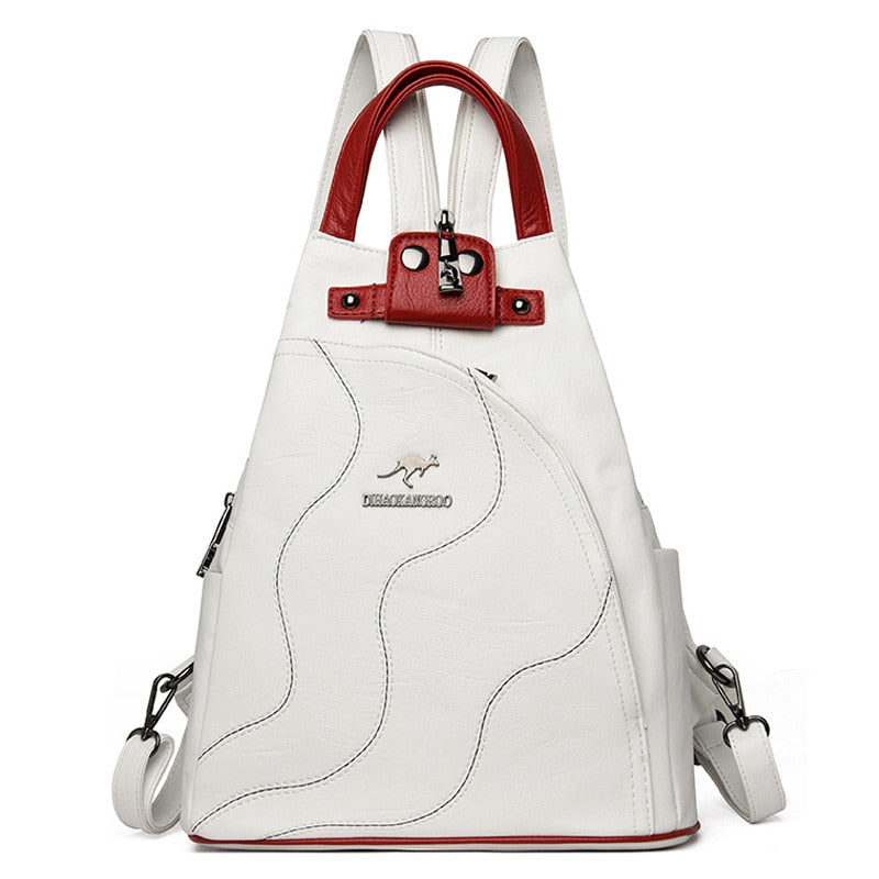 Sac à dos femme cuir PU blanc