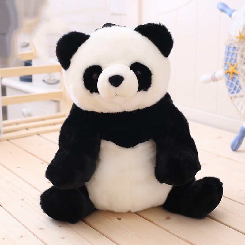 Sac à dos peluche panda noir et blanc