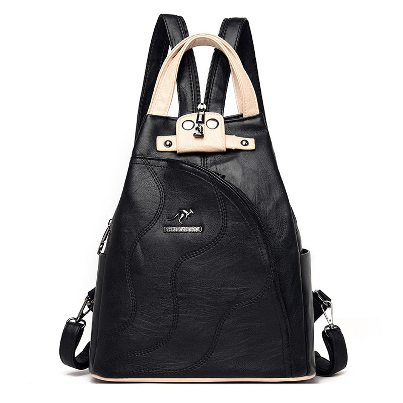 Sac à dos noir pour femme en simili cuir