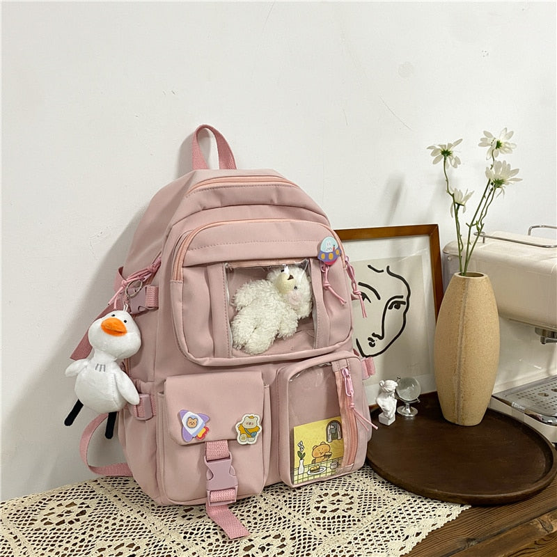 Sac à dos cartable fille collège rose